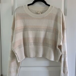 Happily Grey Women's Striped Knit Sweater - Cream and Pink